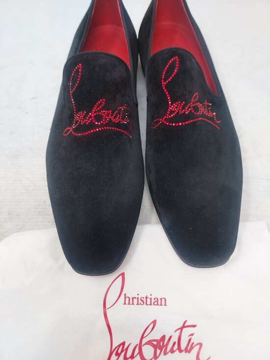 CHRISTIAN LOUBOUTIN Black Dandelion Strass Suede Logo Loafer main image 7